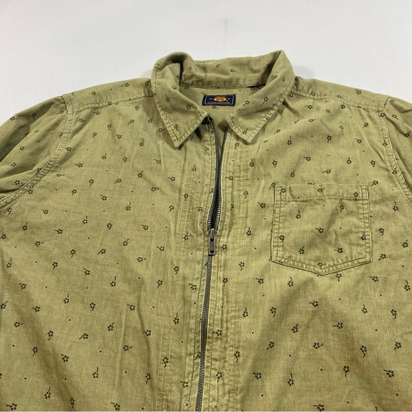 Route 66 Jacket Shirt Corduroy Floral Front full zipper Olive Green Top vintage - Picture 9 of 11